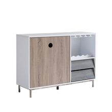 Load image into Gallery viewer, Wooden Display Rack, Cabinet With Drawer, Holds 6 Wine Glass - White / Dark Taupe
