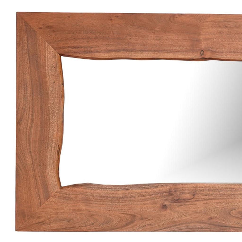 24" Solid Wood Freestanding And Wall Mount Accent Mirror - Brown