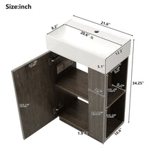 Load image into Gallery viewer, Bathroom Vanity With Sink, Freestanding Wood Grain Cabinet With Storage
