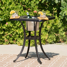Load image into Gallery viewer, Outdoor Cast Aluminum Bistro Table With Ice Bucket - Black Copper
