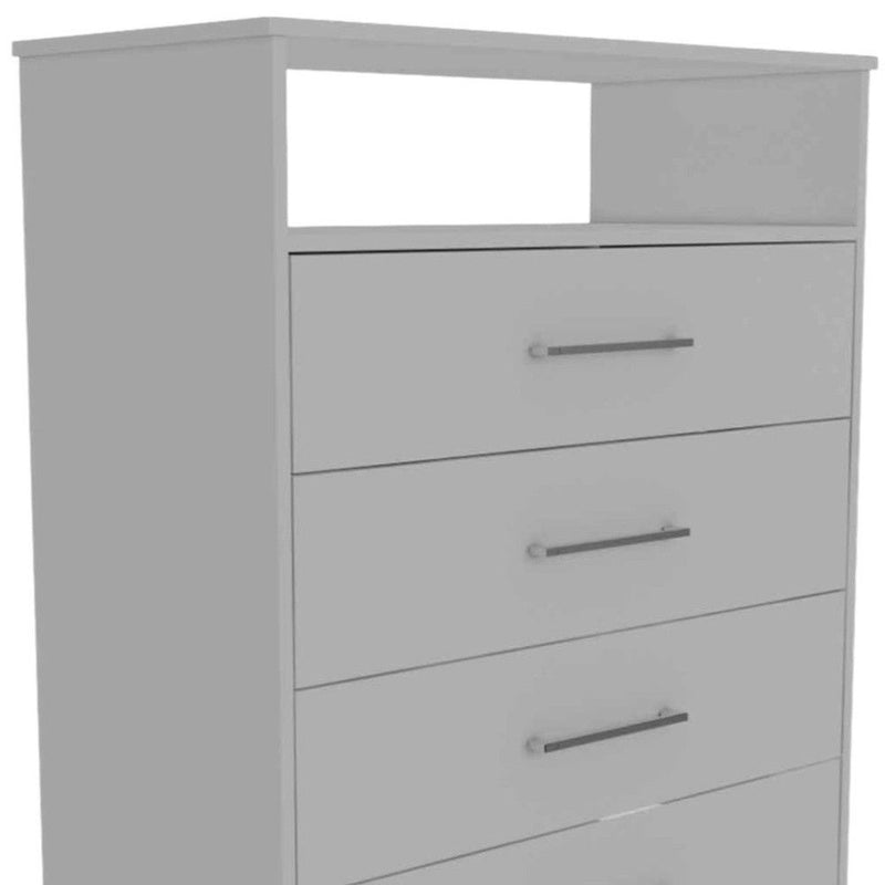 Modern Four Drawer Dresser With Hutch - White