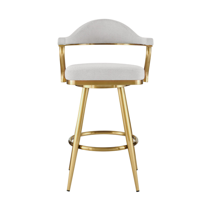 30" Fabric And Stainless Steel Low Back Height Swivel Bar Chair - Silver And Gold