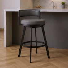 Load image into Gallery viewer, 34" Faux Leather Swivel Low Back Counter Height Bar Chair - Gray
