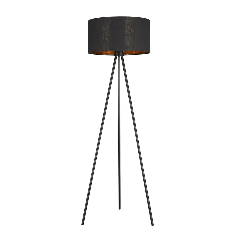 Tripod Floor Lamp With Black Drum Shade - Matte Black