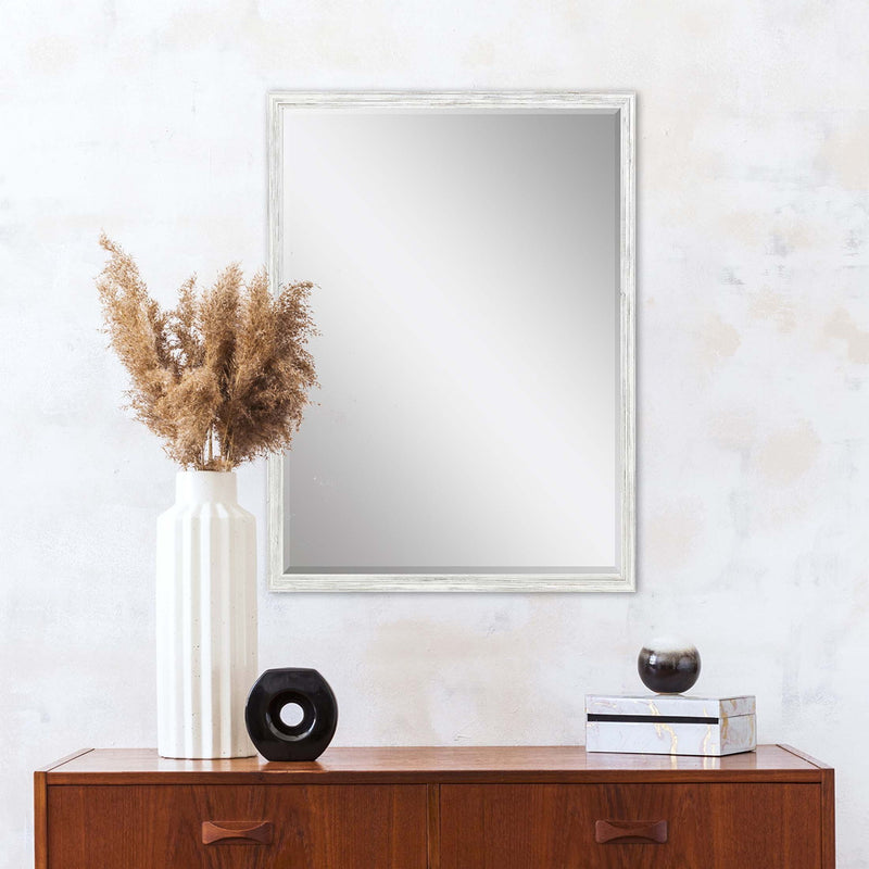 31" Wood Accent Mirror - White