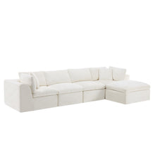 Load image into Gallery viewer, Chenille Modular Sofa Chaise With Ottoman Toss Pillows (725203) - Beige
