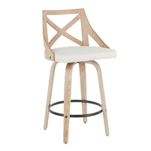 Load image into Gallery viewer, Charlotte - Farmhouse Fixed Height Counter Stool With Swivel (Set of 2) - White Washed / Cream
