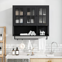 Load image into Gallery viewer, 3 Door Wall Cabinet With Glass Door And Towel Bar
