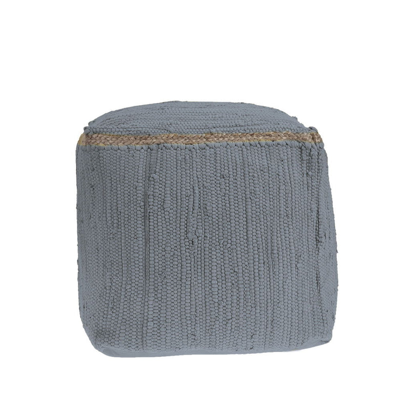 18" Cotton And Jute Cube Pouf Ottoman - Gray And Natural