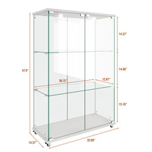 Load image into Gallery viewer, Modern Display Cabinet With LED Lights, Transparent Tempered Glass 2 Door Storage Case With 3 Shelves

