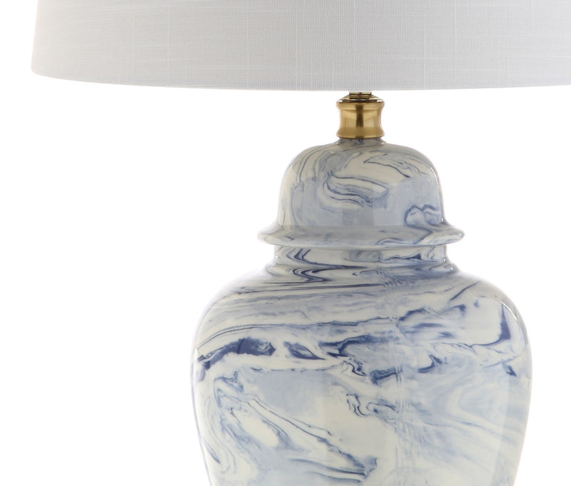 26" Novelty Table Lamp LED With Drum Shade - Blue