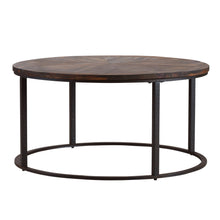 Load image into Gallery viewer, Reclaimed Wood And Metal Round Coffee Table - Brown
