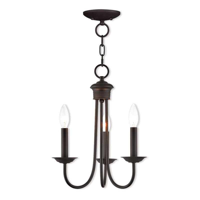16" Three Light Dimmable Chandelier With Shades - Bronze