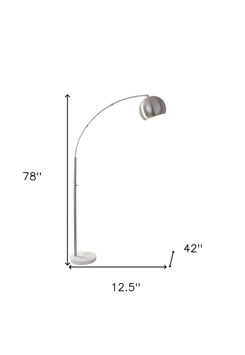 Steel Arc Floor Lamp With Solid Color Bowl Shade - Silver