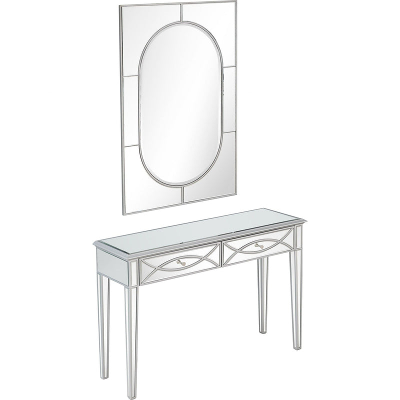 Mirrored Glass Console Table And Drawers - Silver