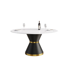 Load image into Gallery viewer, Modern Artificial Stone Round Carbon Steel Base Dining Table, Can Accommodate 6 People
