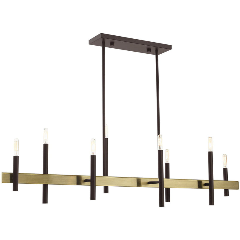 24'' Eight-Light Dimmable Chandelier With Shades - Bronze