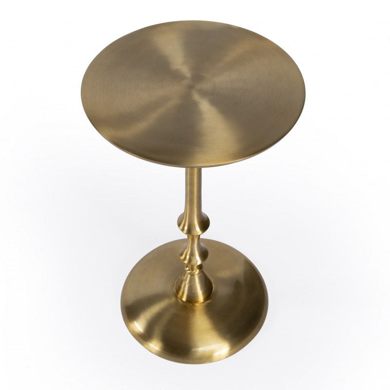 Aluminum Round Pedestal End Table - Gold