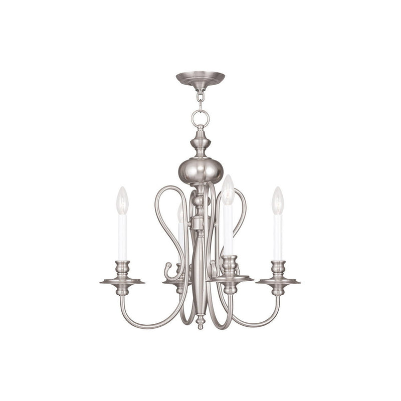 22" Four Light Dimmable Chandelier With Shades - Nickel