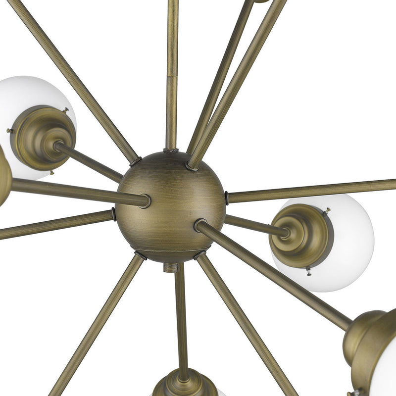 Sputnik Twelve Light Frosted Metal Dimmable Chandelier With Off White Shades - Bronze / White