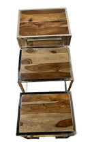 Load image into Gallery viewer, Solid Wood Nested Tables (Set of 3) - Silver And Brown

