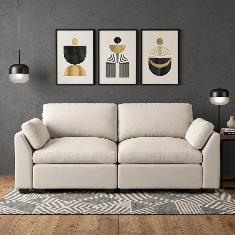 Modular Loveseat - Beige / Black