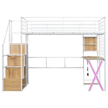 Load image into Gallery viewer, Loft Bed With Built In Work Station, Wardrobe, Storage Staircase And LED
