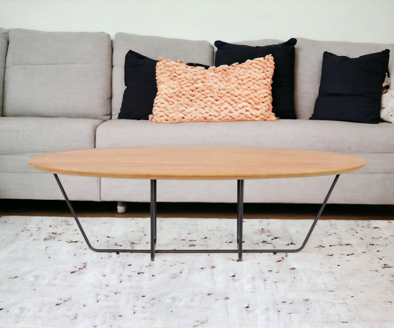 Industrial Large Powder Metal Coffee Table - Oak And Black