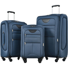 Load image into Gallery viewer, Softside Luggage Expandable 3 Piece Set Suitcase Upright Spinner Softshell Lightweight Luggage Travel Set - Dark Blue
