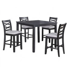 Load image into Gallery viewer, Dining Table Set With 4 Cross Back Chairs, Upholstered Cushions - Charcoal
