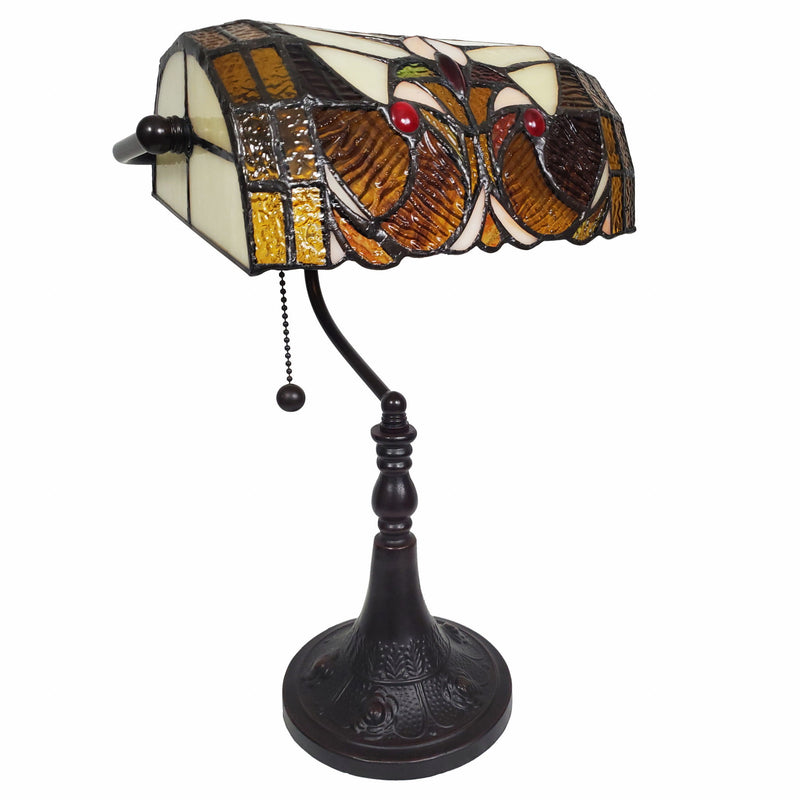 Candlestick Table Lamp With Beige Dome Shade - Dark Brown