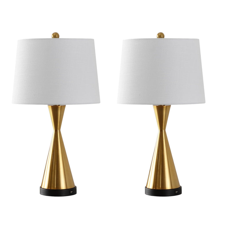 Novelty Table Lamps With Empire Shades (Set of 2) - Brass