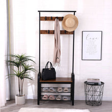 Load image into Gallery viewer, Hall Tree With Shoe Bench For Entryway With 9 Removable Hooks

