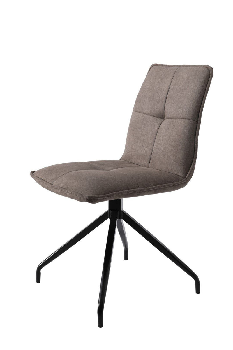 Upholstered Fabric Dining Side Chairs (Set of 2) - Dark Brown / Black
