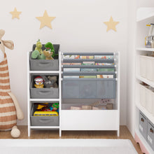 Load image into Gallery viewer, Bookshelf And Toy Storage Organizer, Multifunctional 4 Tier With 3 Collapsible Drawers - White
