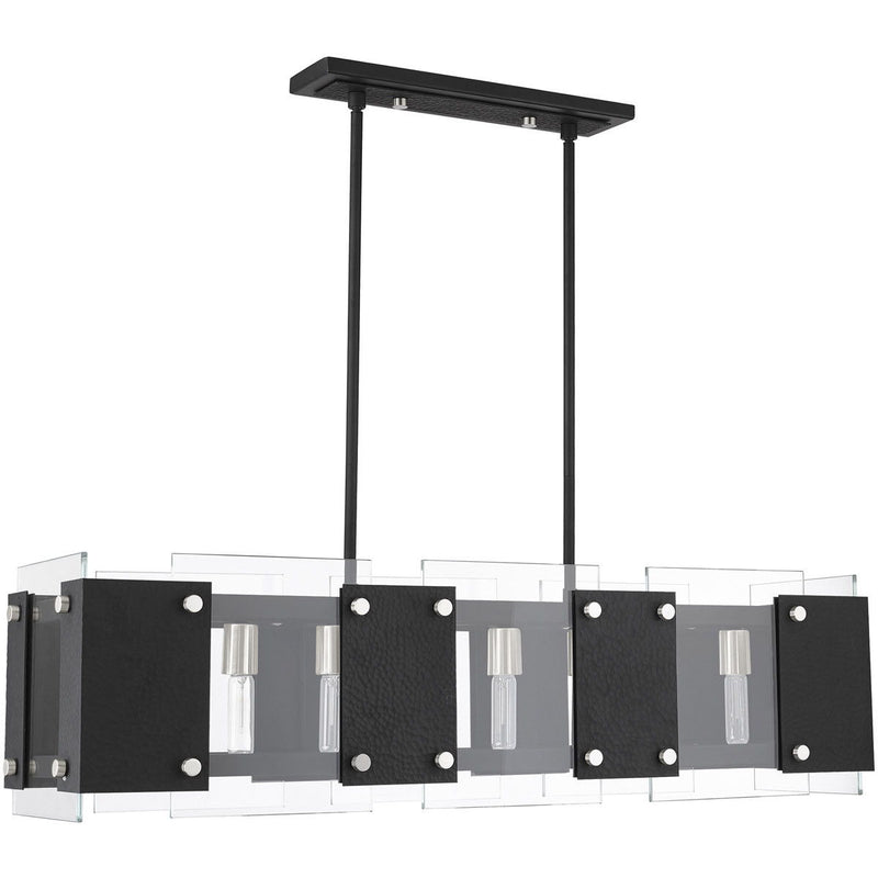 19" Eight Light Dimmable Chandelier With Shades - Black