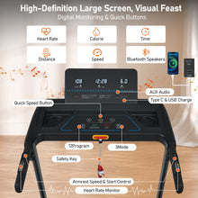 Load image into Gallery viewer, Folding Treadmills For Home Small, 3.0Hp Portable, 10Mph Walking Pad With Incline, Bluetooth, Heart Rate Sensors, Charge Station - Black
