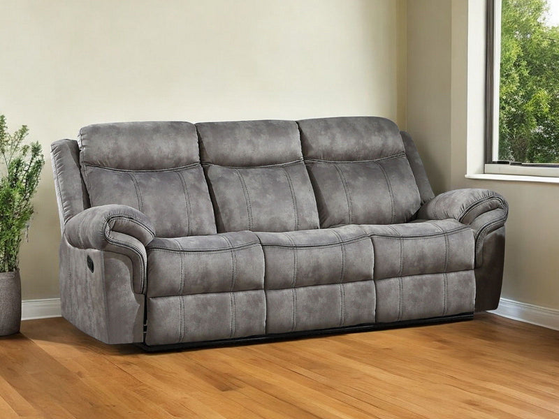Velvet Reclining USB Sofa With Black Legs - Gray