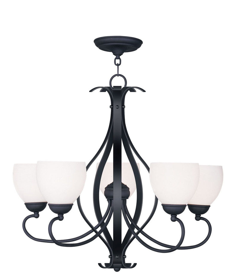 24" Five Light Dimmable Chandelier With Shades - Black