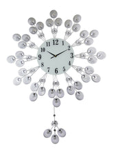 Load image into Gallery viewer, Silent Pendulum Starburst Wall Clock - Silver / White

