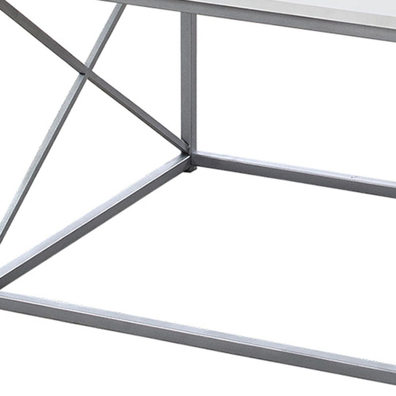 Metal Coffee Table (Set of 3) - White And Silver