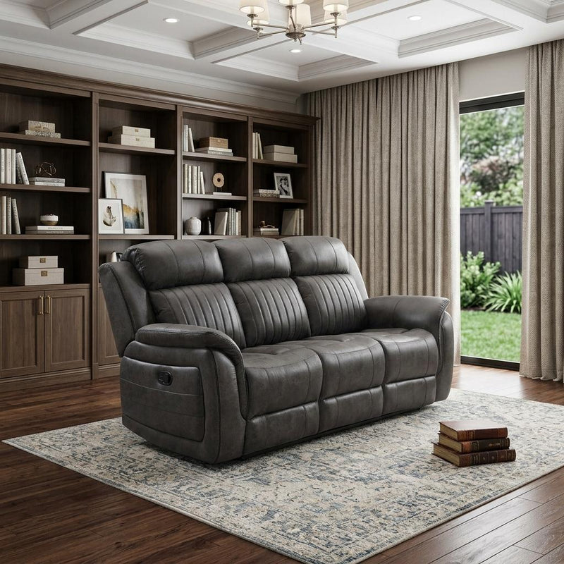 Fabric Reclining Sofa - Gray And Charcoal
