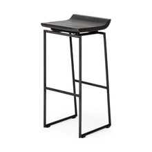 Load image into Gallery viewer, 30" Industrial Solid Wood And Metal Backless Bar Height Bar Chair - Black
