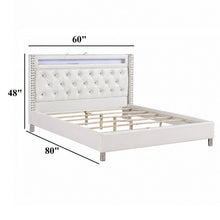 Load image into Gallery viewer, Modern Bed With LED Lights, Charging Port, Tufted Headboard
