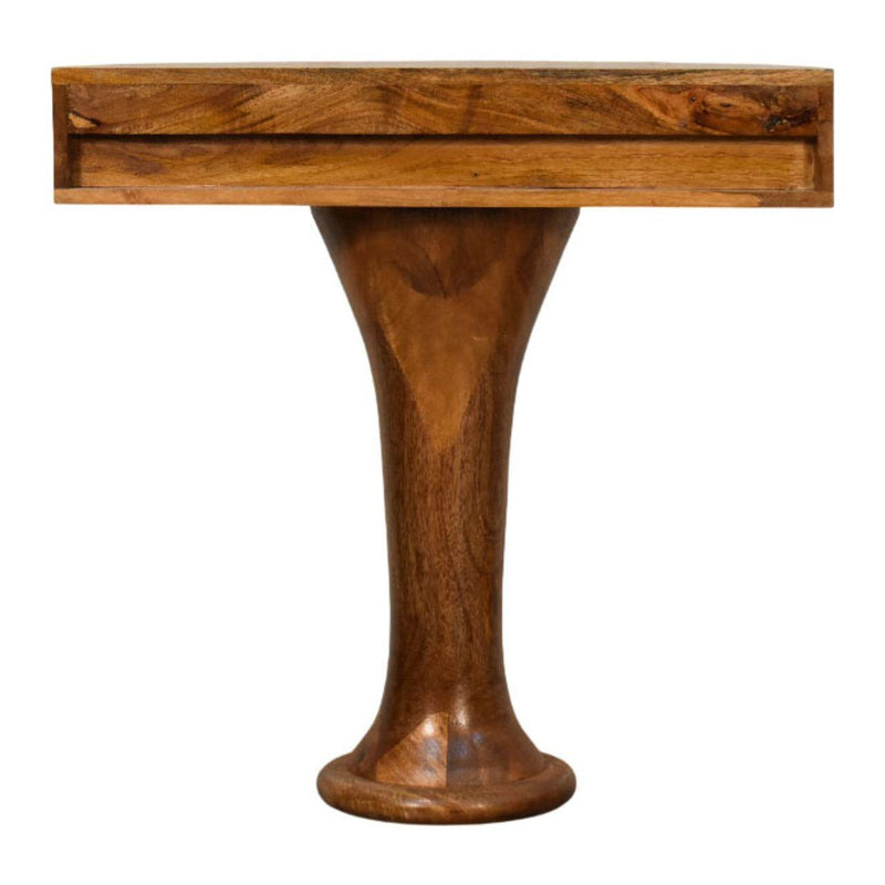 Half Circle Pedestal Console Table With Drawer - Amber