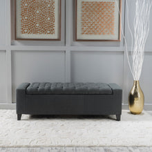 Load image into Gallery viewer, Contemporary Storage Ottoman With Tufted Top - Dark Gray
