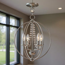 Load image into Gallery viewer, 19" Four Light Dimmable Chandelier With Shades - Silver
