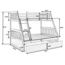 Load image into Gallery viewer, TOPMAX Solid Wood Twin Over Full Bunk Bed with Two Storage Drawers, White
