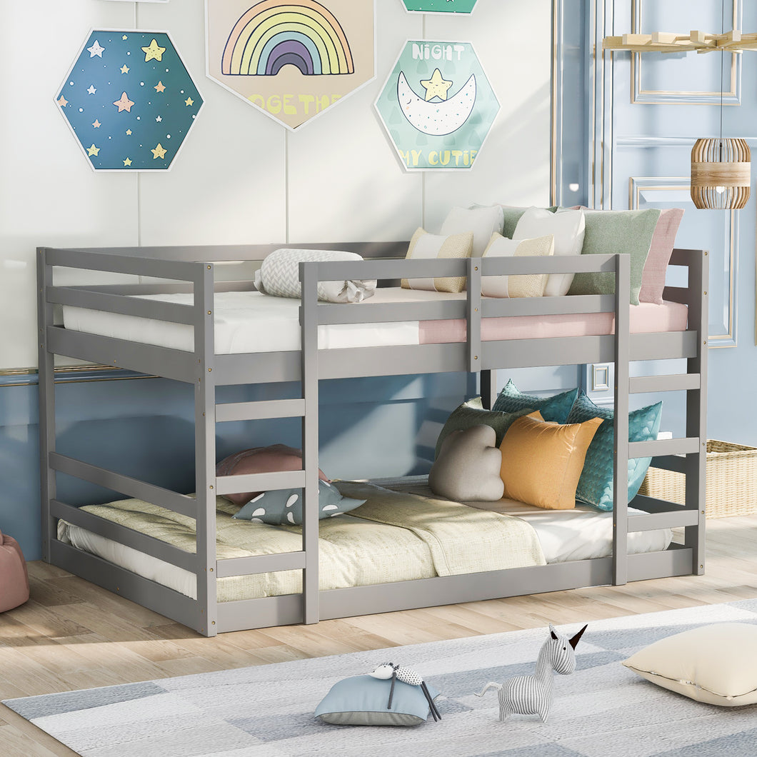 Full Over Full Bunk Bed with Ladder, Gray（OLD SKU：WF282788AAE）