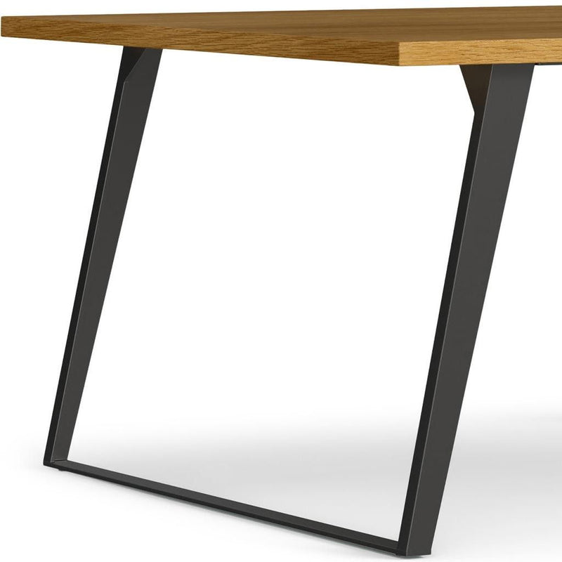 Wood Iron Frame Base Square Dining Table - Oak / Gray